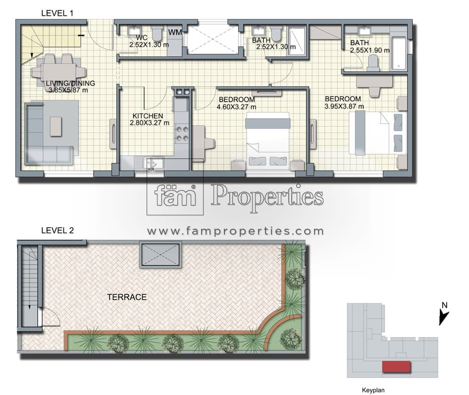 Alcove, 2-Bed Floor Plan, type: Fifth Floor Type B6- 2BR