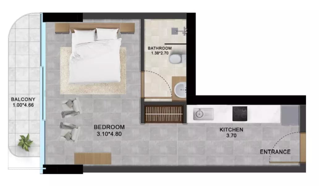 ALTA by Meteora, 0-Bed Floor Plan, type: Studio