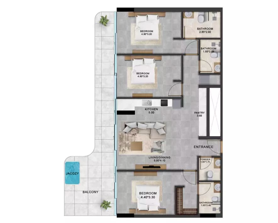 ALTA by Meteora, 3-Bed Floor Plan, type: 3 Bed