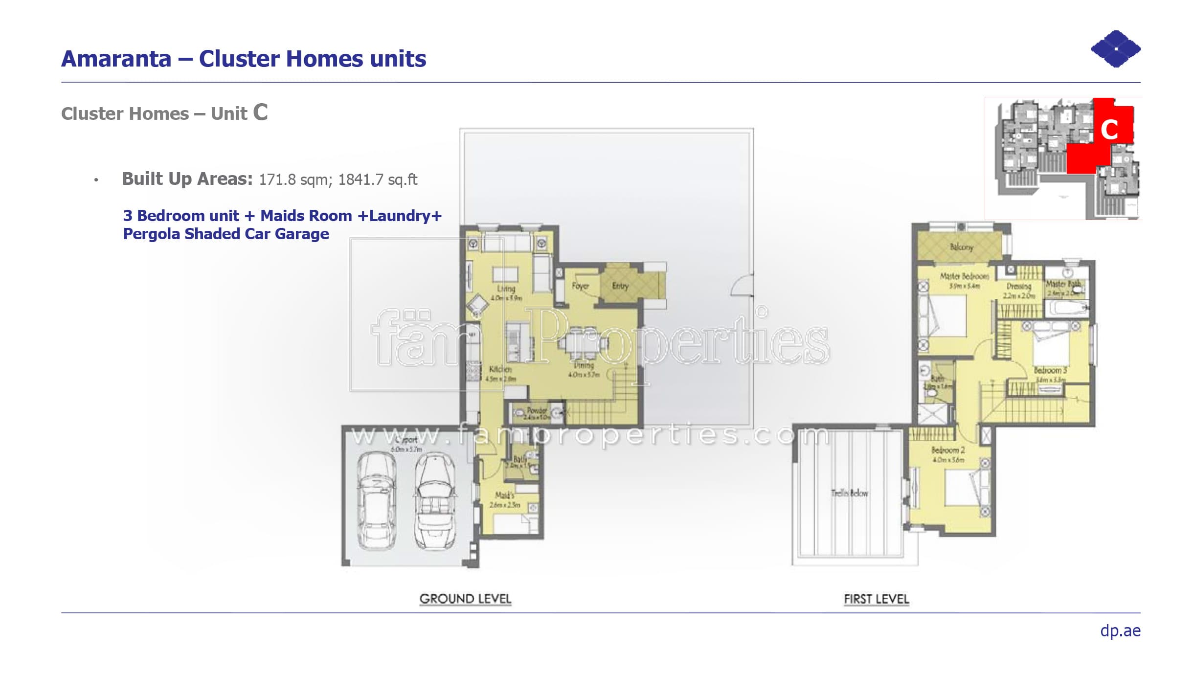 Amaranta A, 3-Bed Floor Plan, type: Cluster Homes - Unit C