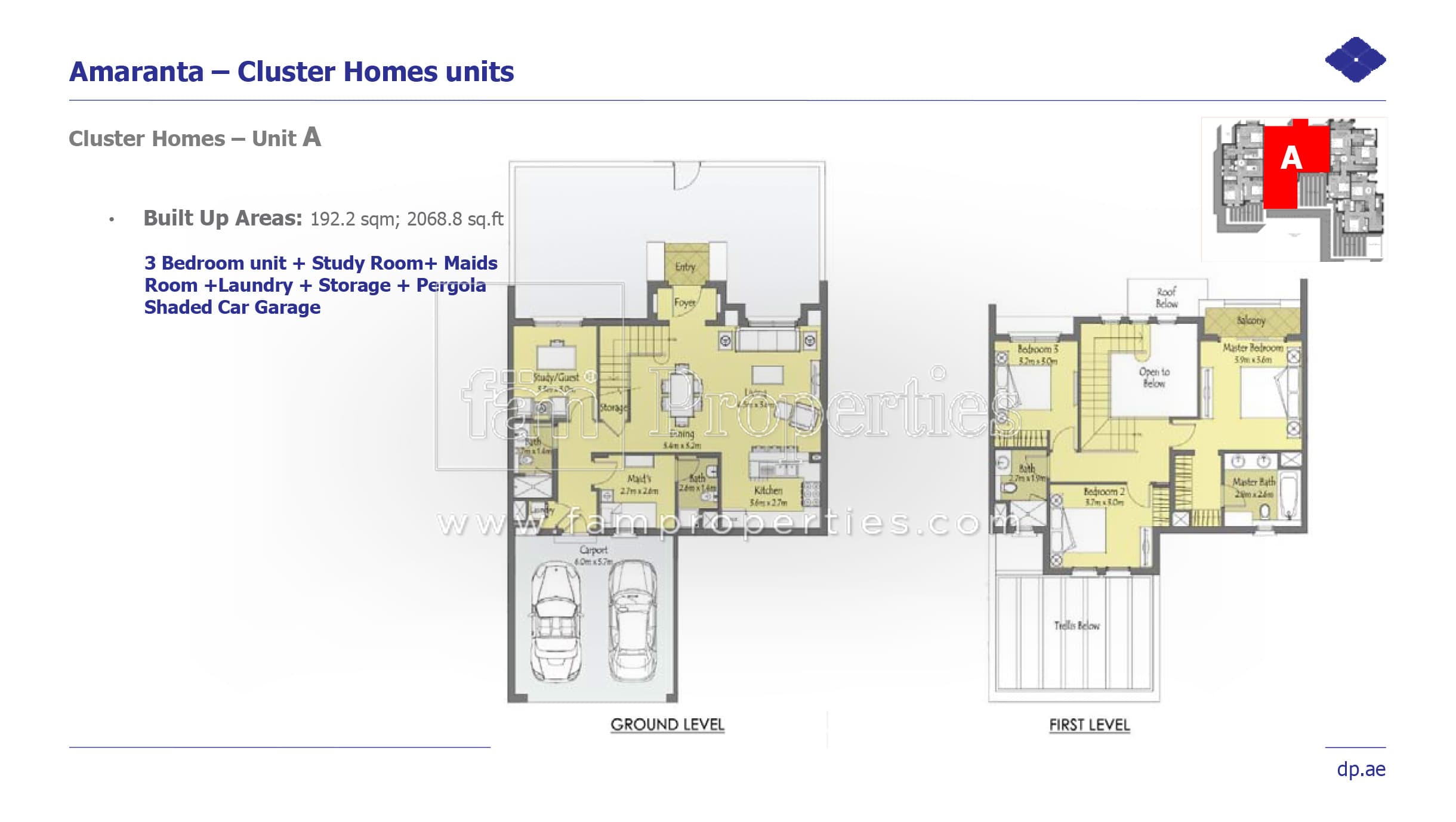 Amaranta A, 3-Bed Floor Plan, type: Cluster Homes - Unit A