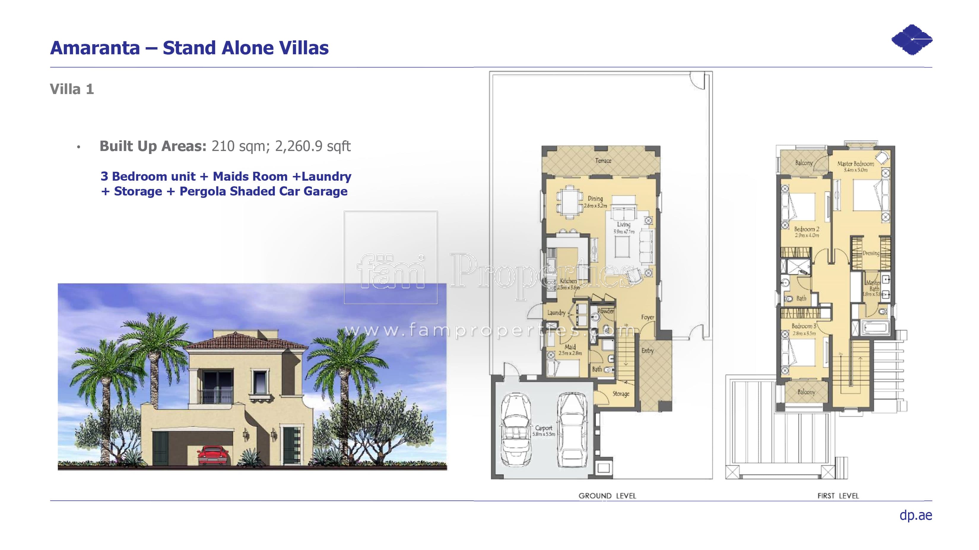 Amaranta A, 3-Bed Floor Plan, type: Villa 1