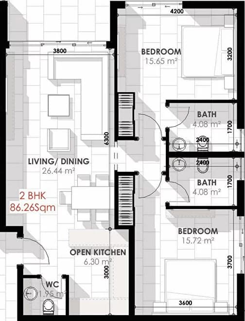 Amazonia by Palladium, 2-Bed Floor Plan, type: 2 Bed