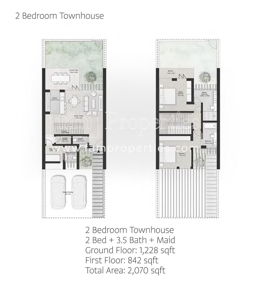 Anber Townhouses, 2-Bed Floor Plan, type: 2 Bedroom