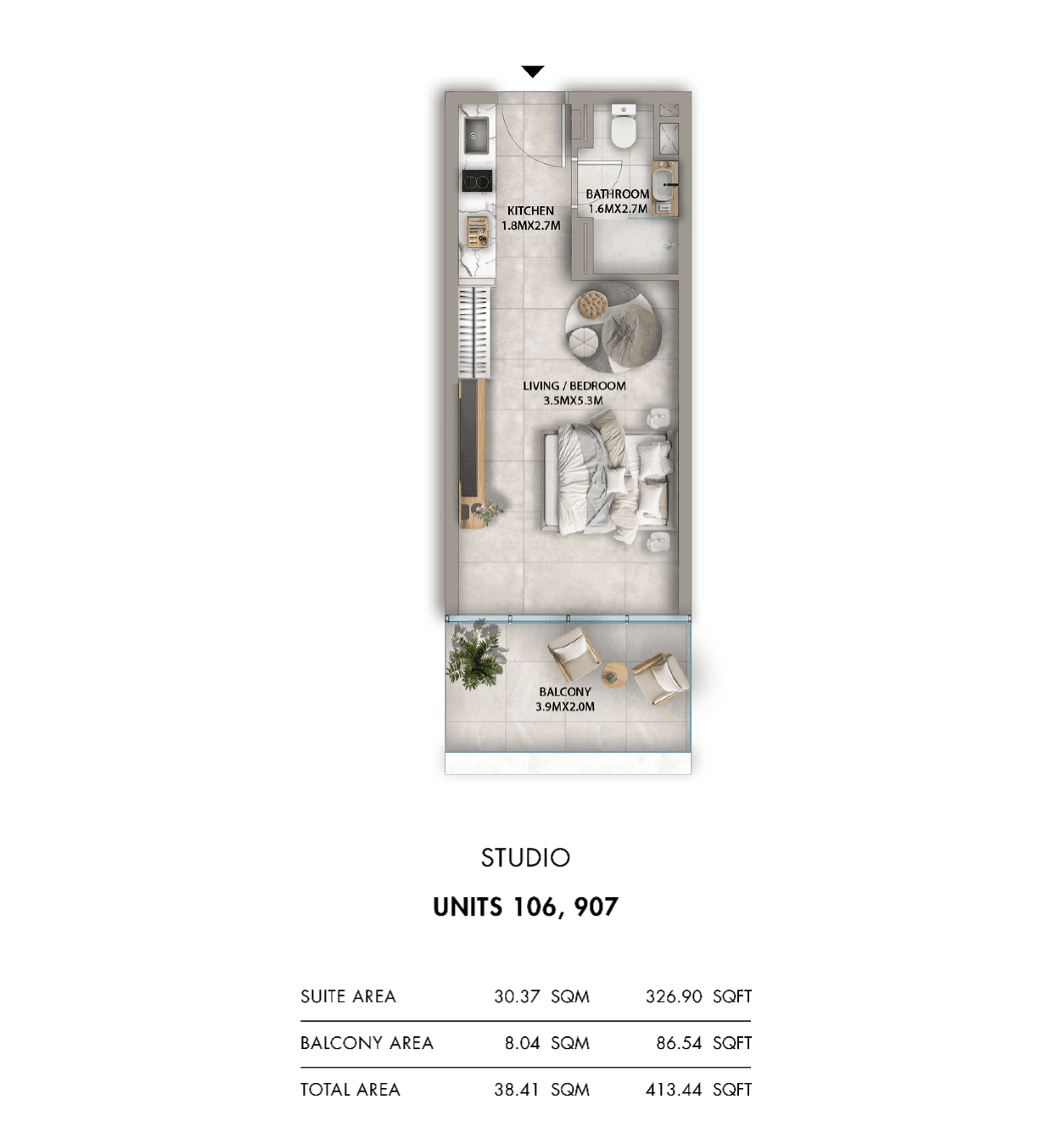 Antalya, 0-Bed Floor Plan, type: