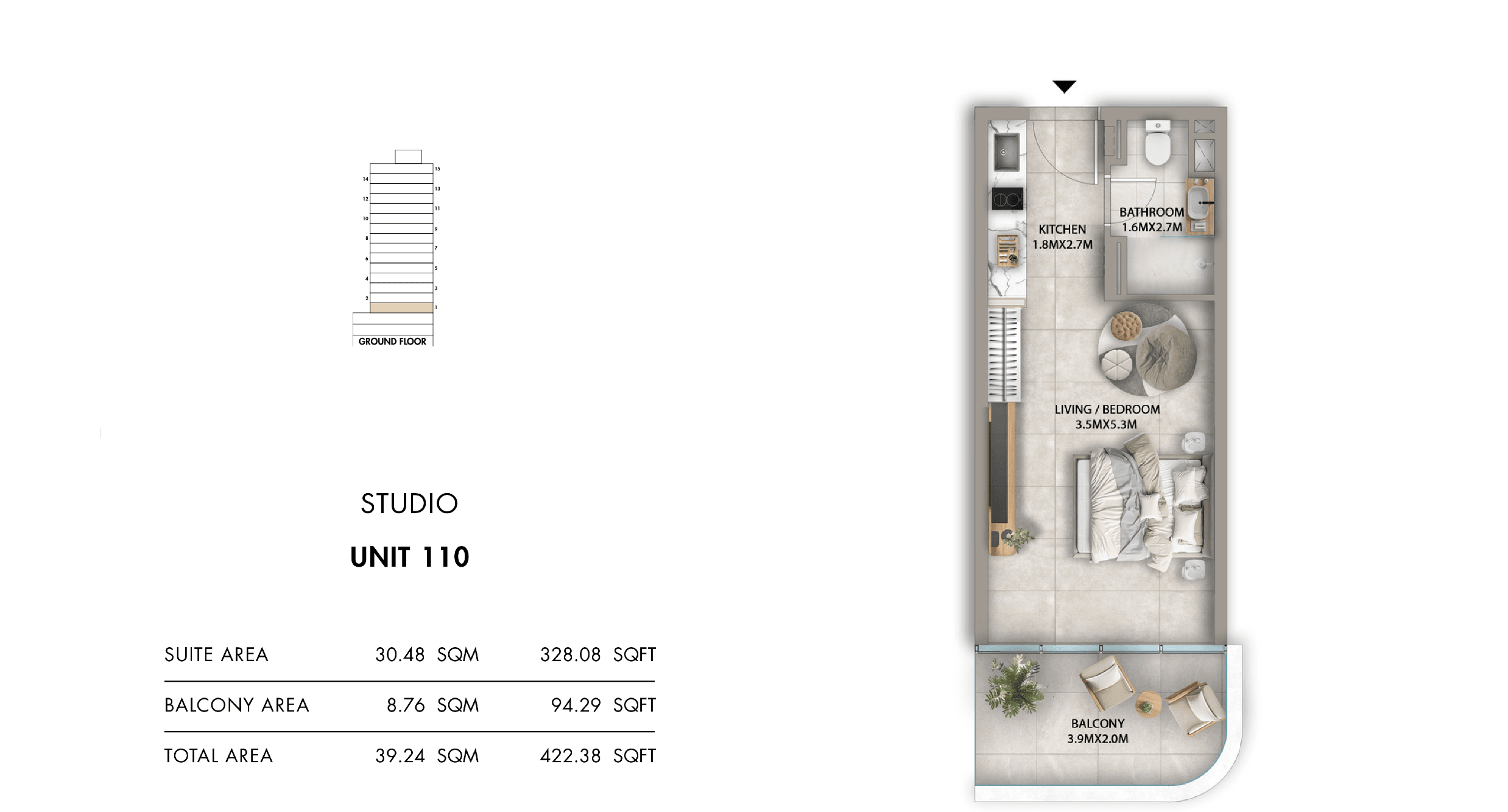 Antalya, 0-Bed Floor Plan, type:
