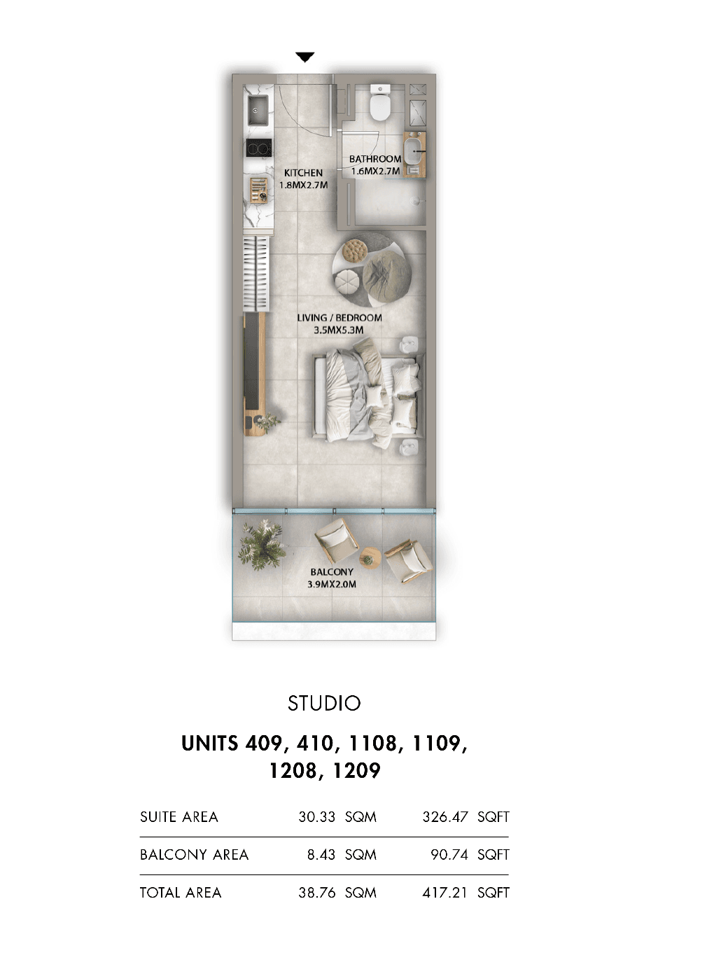 Antalya, 0-Bed Floor Plan, type: