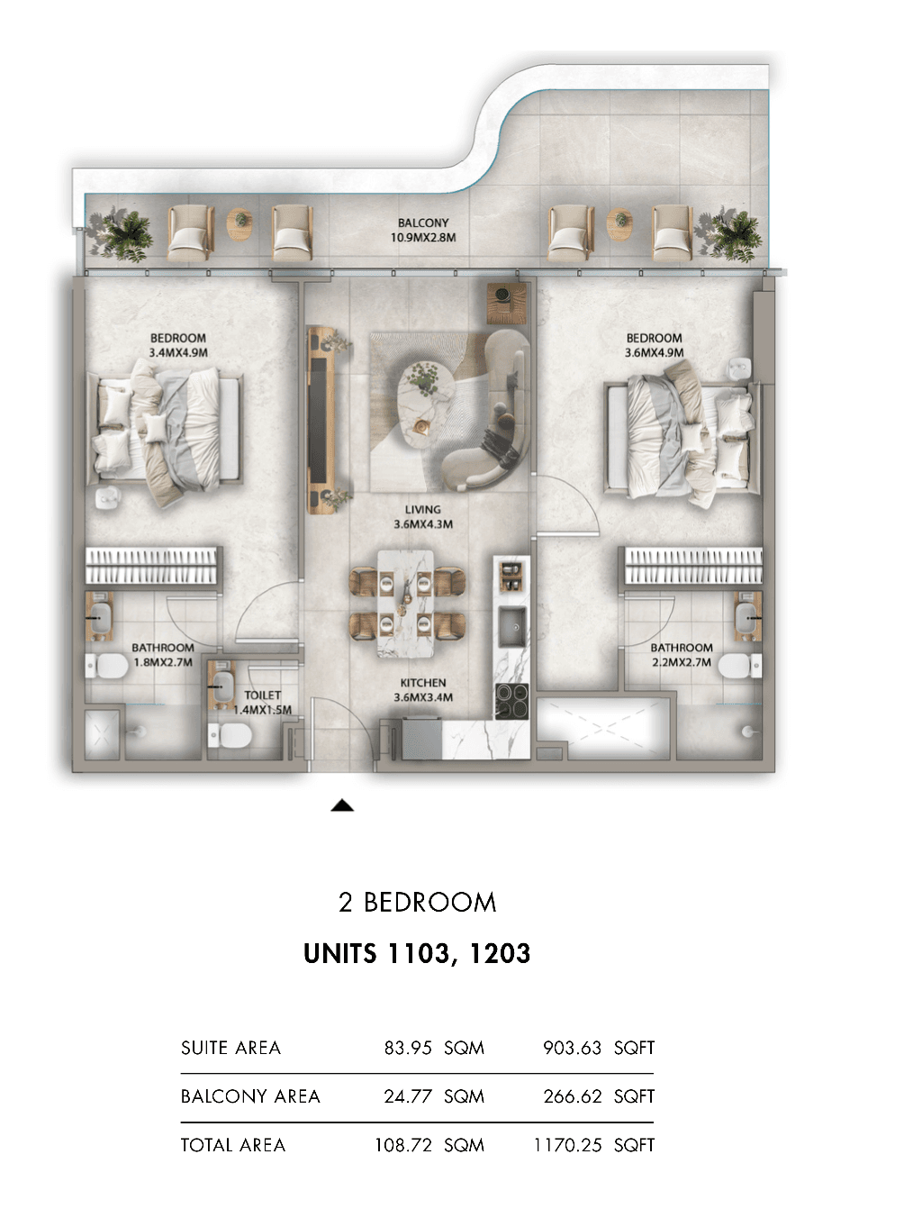 Antalya, 2-Bed Floor Plan, type: