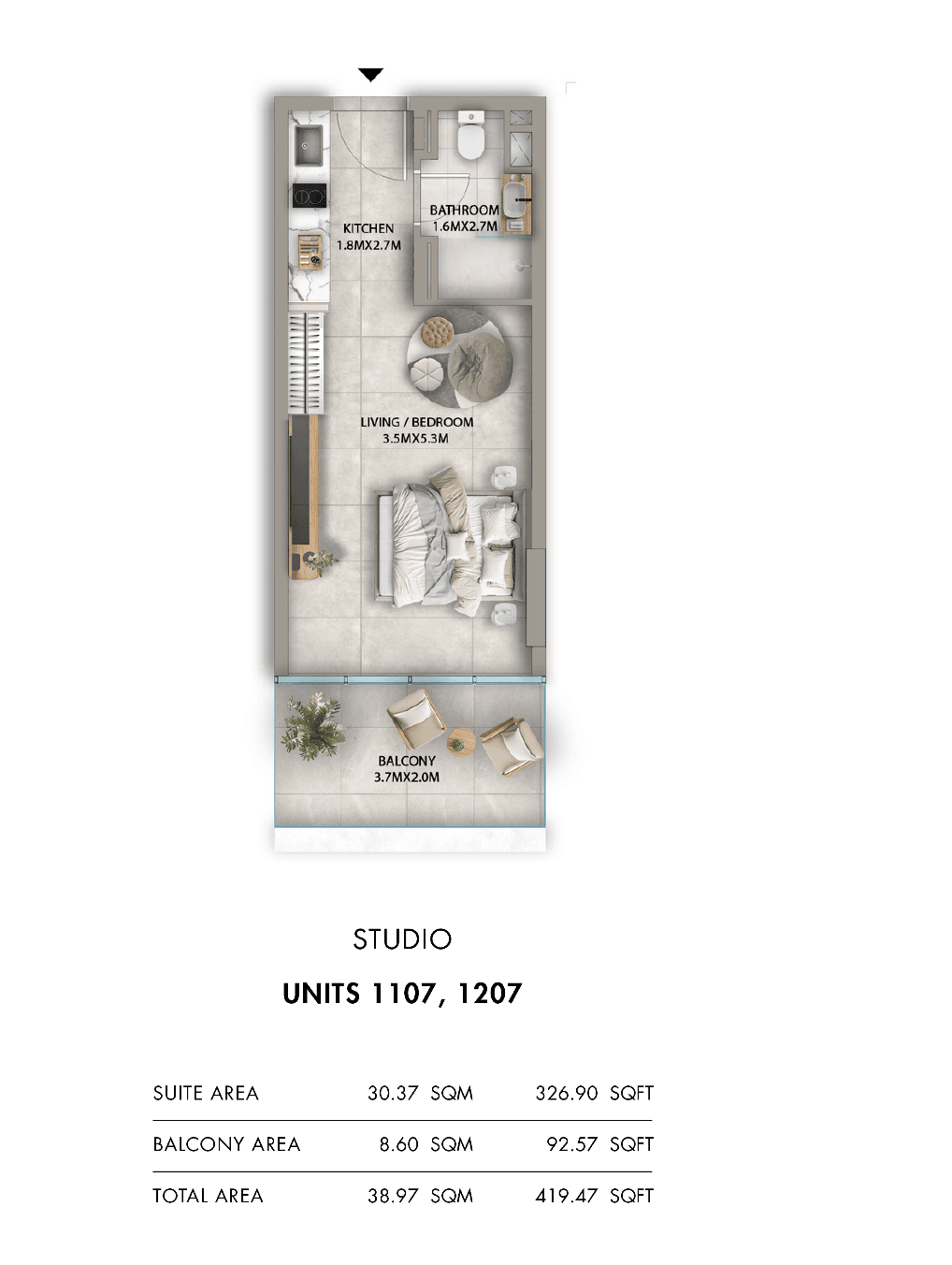 Antalya, 0-Bed Floor Plan, type: