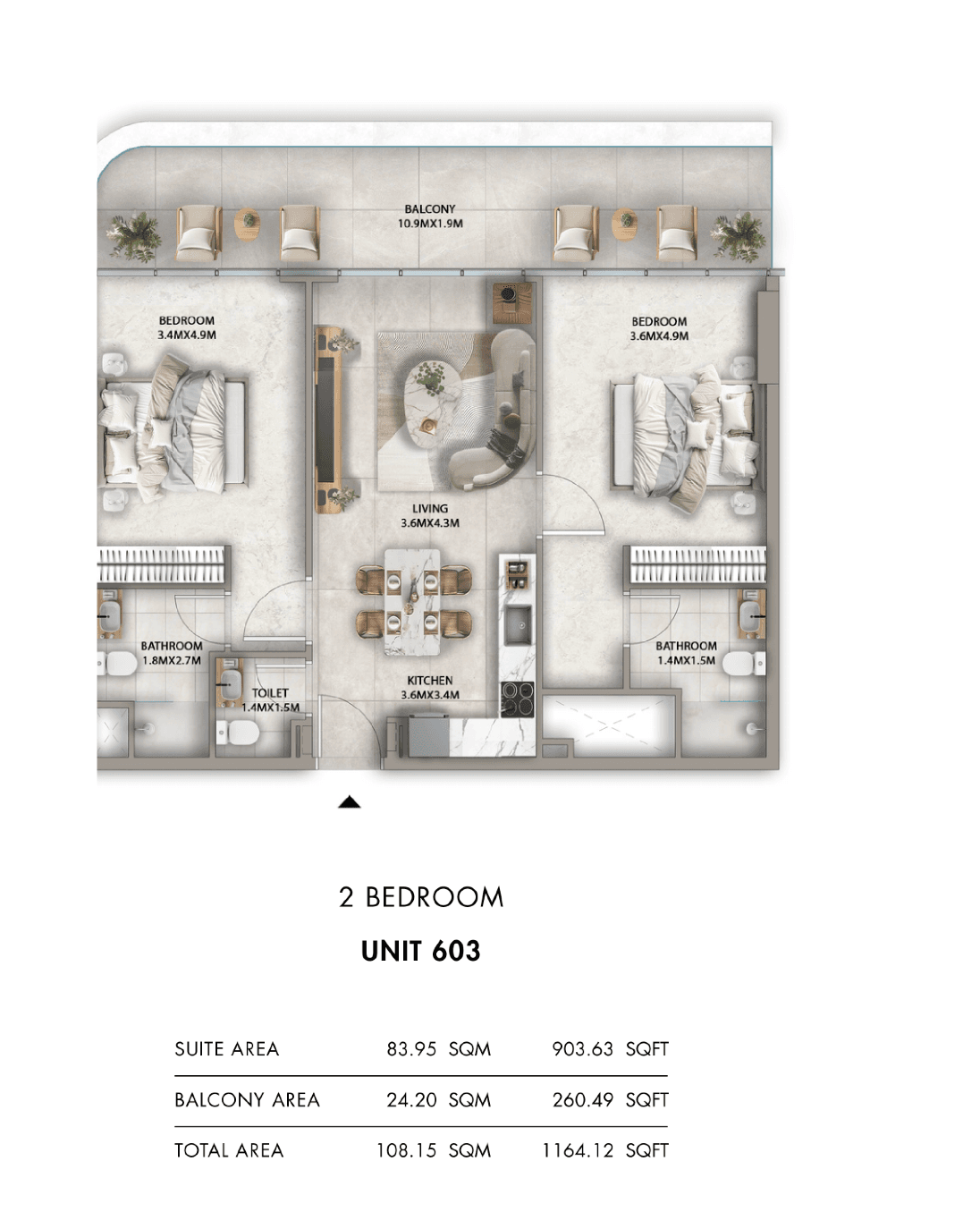 Antalya, 2-Bed Floor Plan, type: