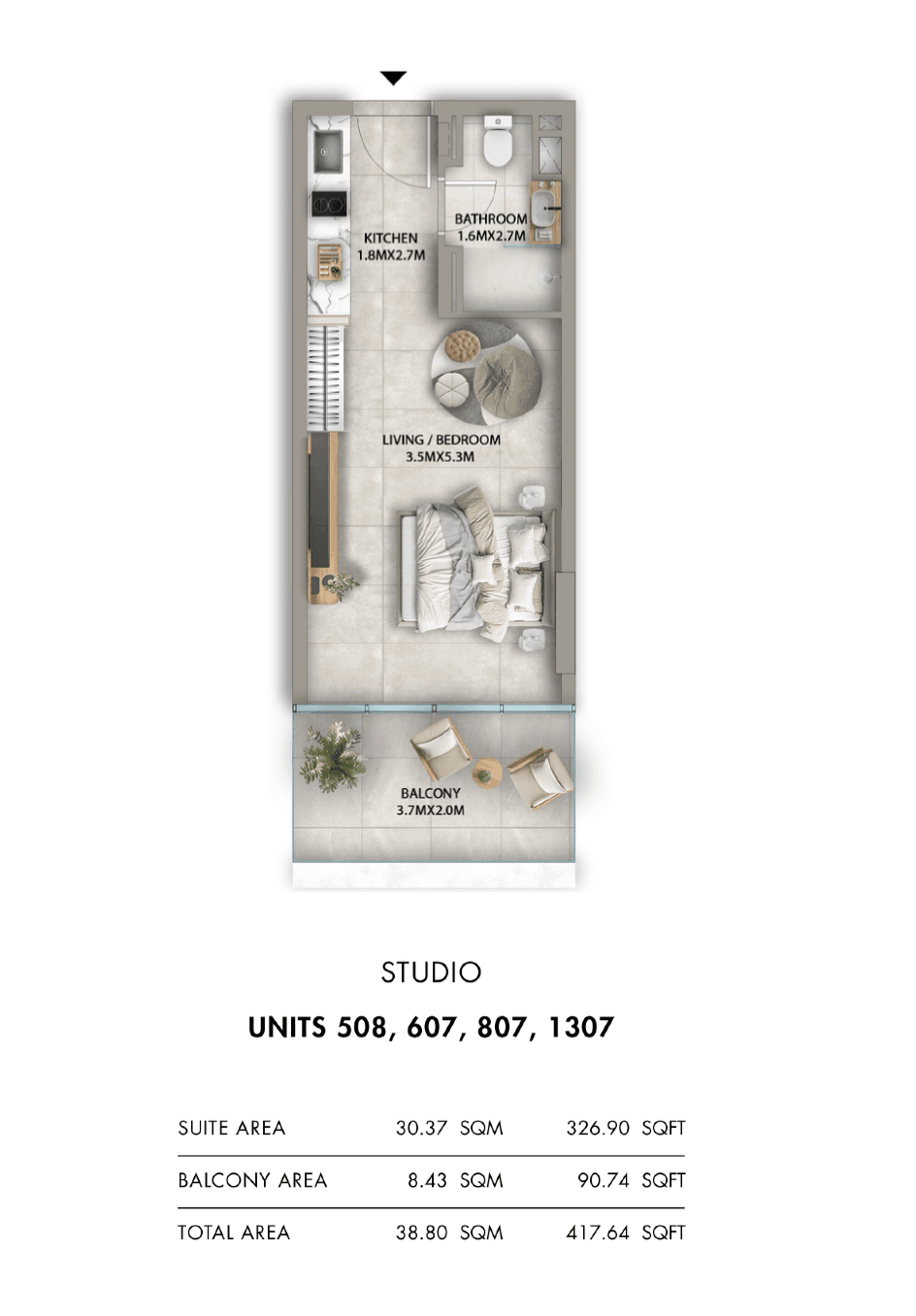 Antalya, 0-Bed Floor Plan, type:
