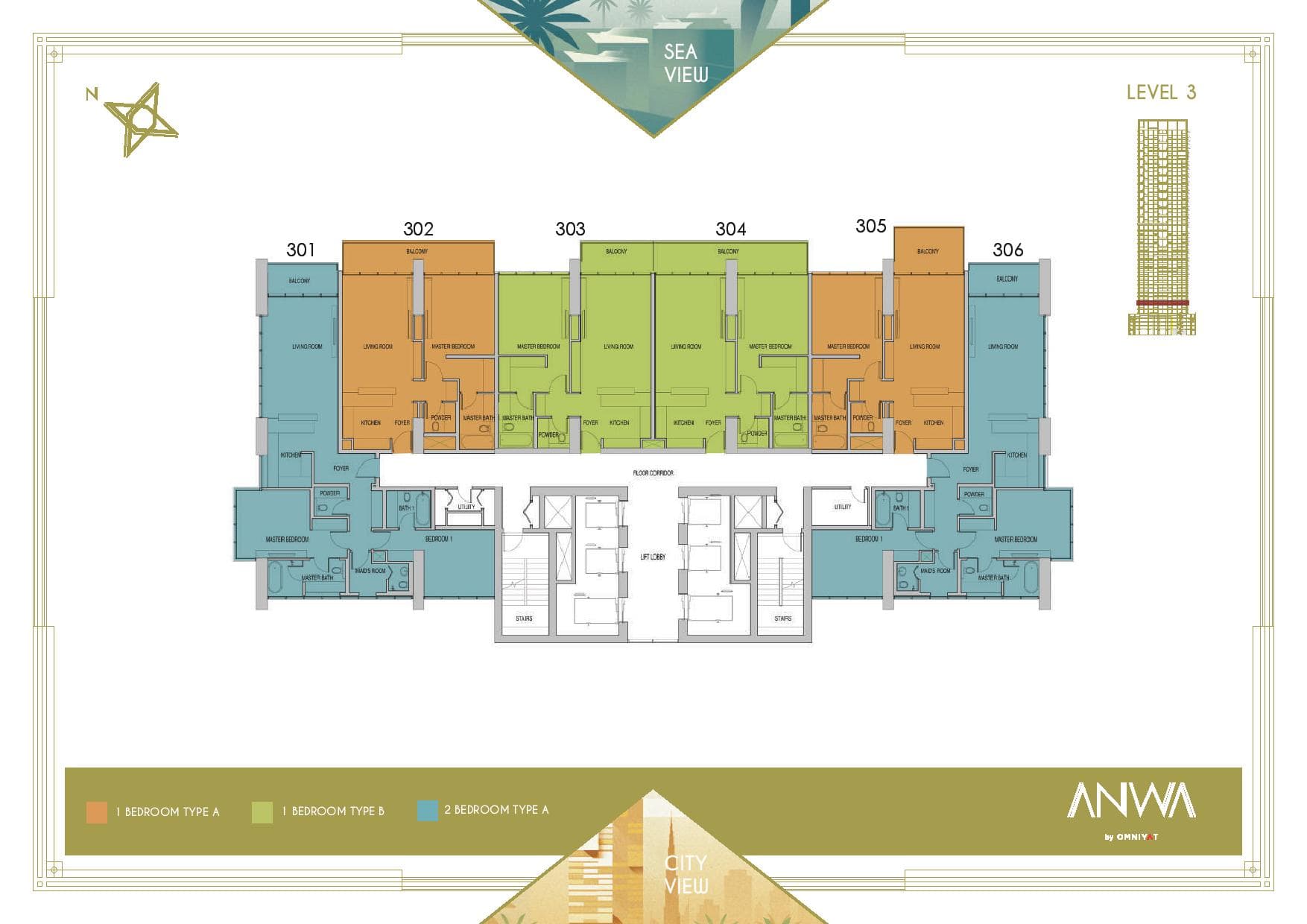 Anwa, 2-Bed Floor Plan, type: 2 Bedroom