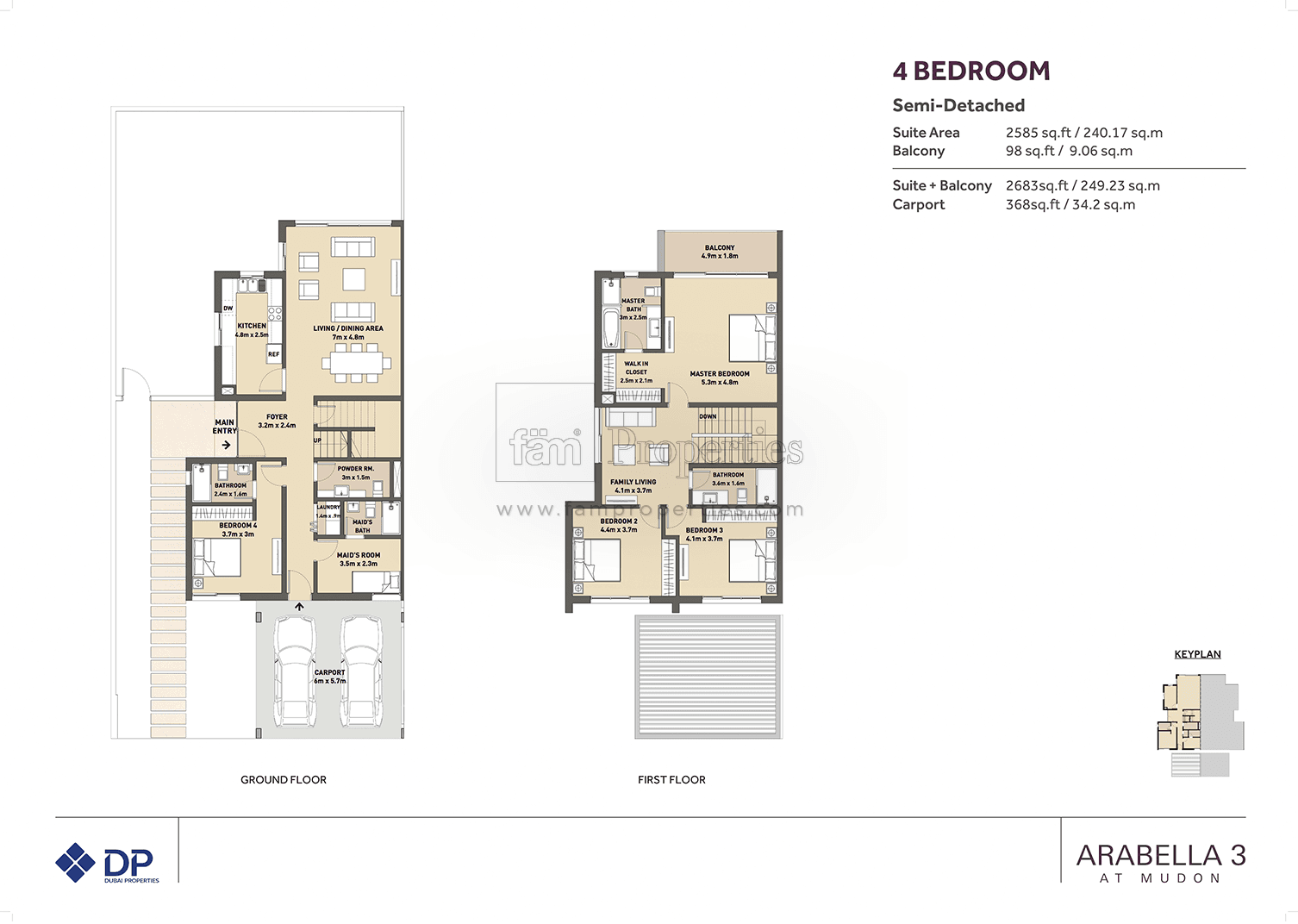 Arabella Townhouses 3 (not in use), 4-Bed Floor Plan, type: Semi-Detached