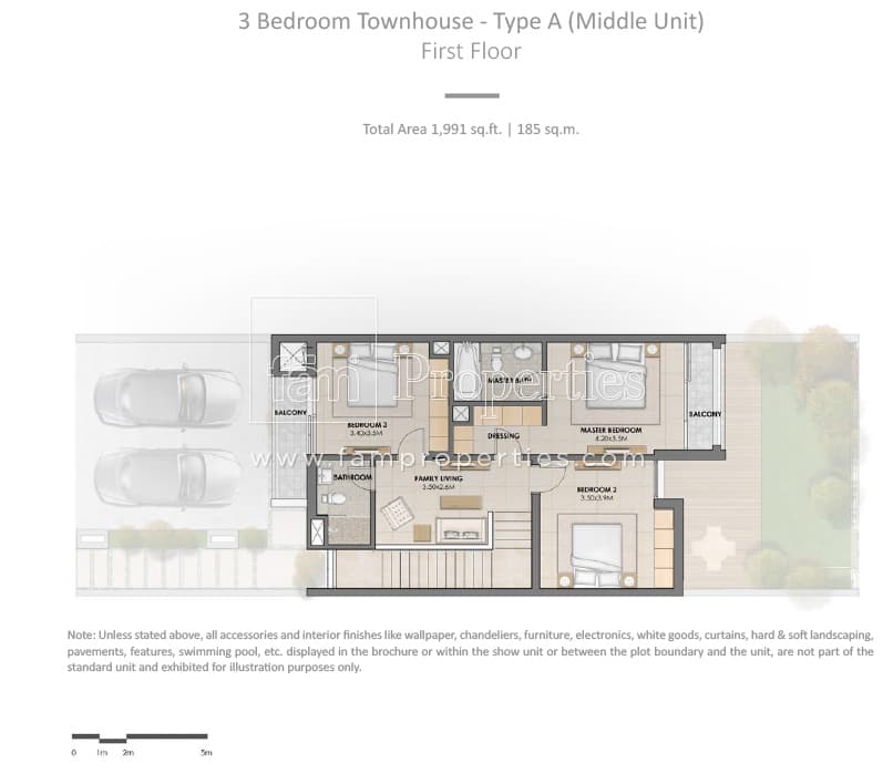 Arabella Townhouses Phase 2, 3-Bed Floor Plan, type: Type A - Mid Unit