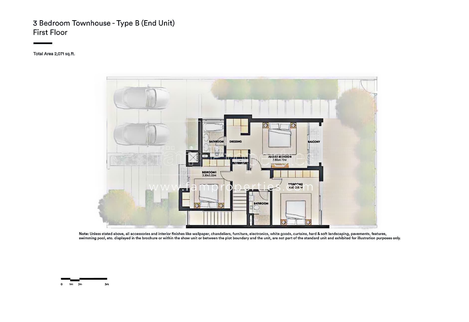 Arabella Townhouses Phase 2, 3-Bed Floor Plan, type: Type B - End Unit