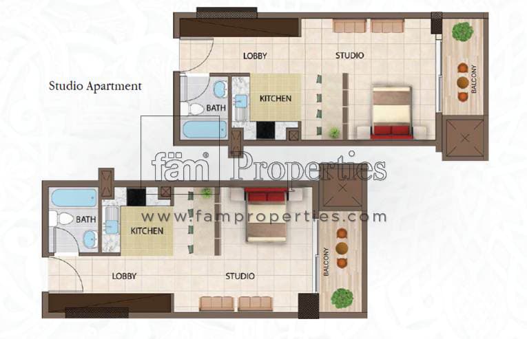 Arabian Gate, -Bed Floor Plan, type: Studio Apartment