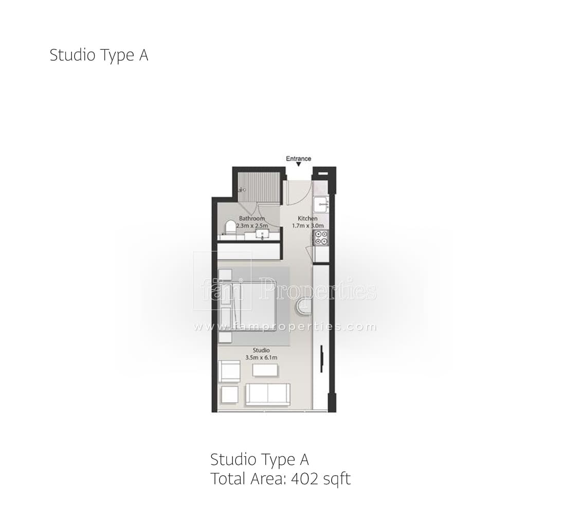 Areej Apartments, 0-Bed Floor Plan, type: Studio