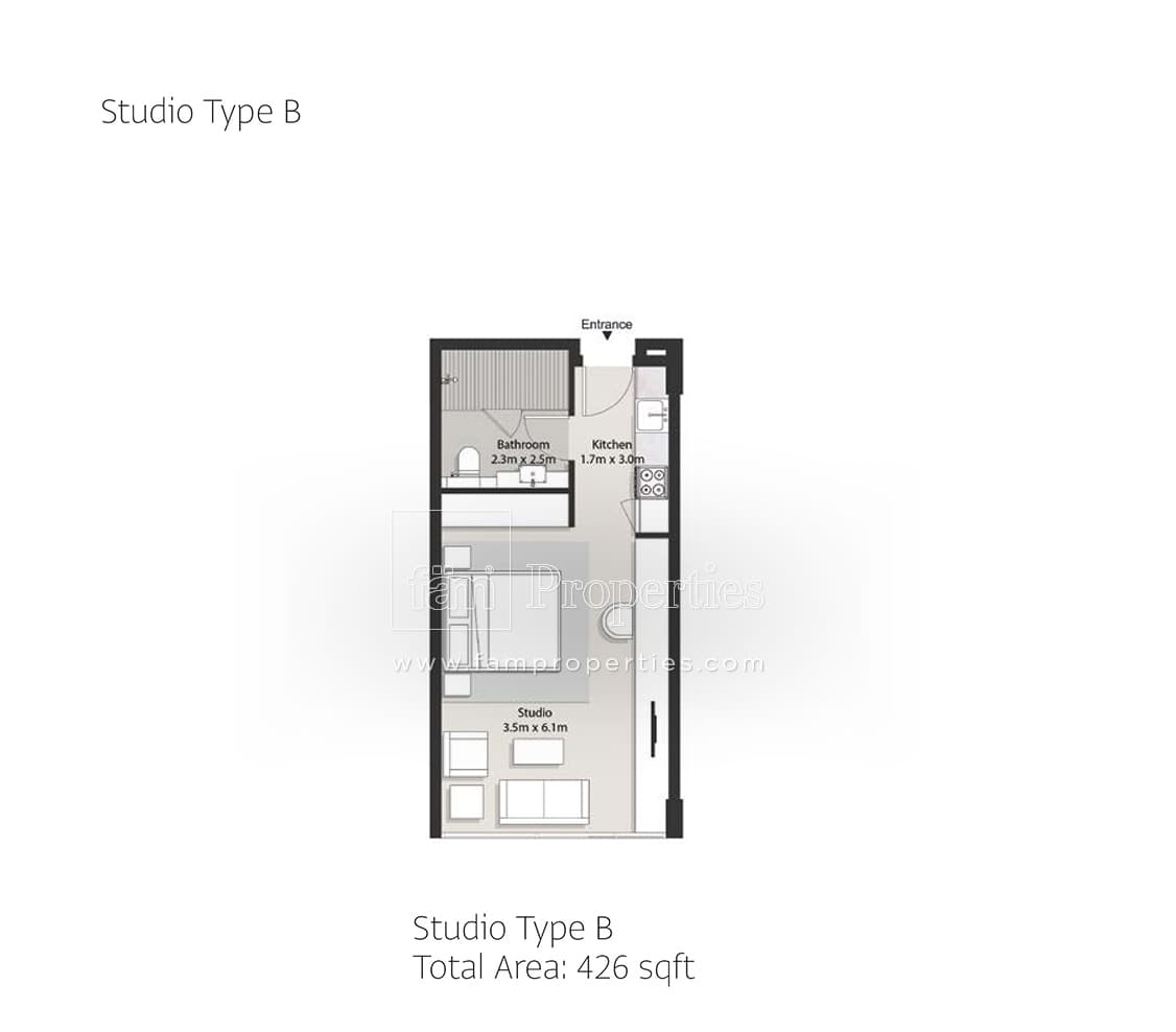 Areej Apartments, 0-Bed Floor Plan, type: Studio