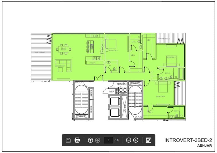 Ashjar, 3-Bed Floor Plan, type: introvert-3bed-2
