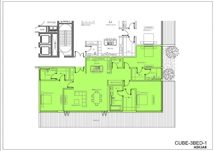 Ashjar, 3-Bed Floor Plan, type: cube-3bed-1