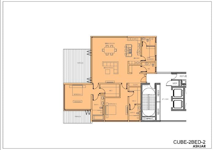Ashjar, 2-Bed Floor Plan, type: cube-2bed-2