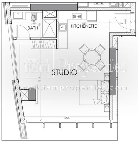Aston Plaza and Residences, 0-Bed Floor Plan, type: Studio