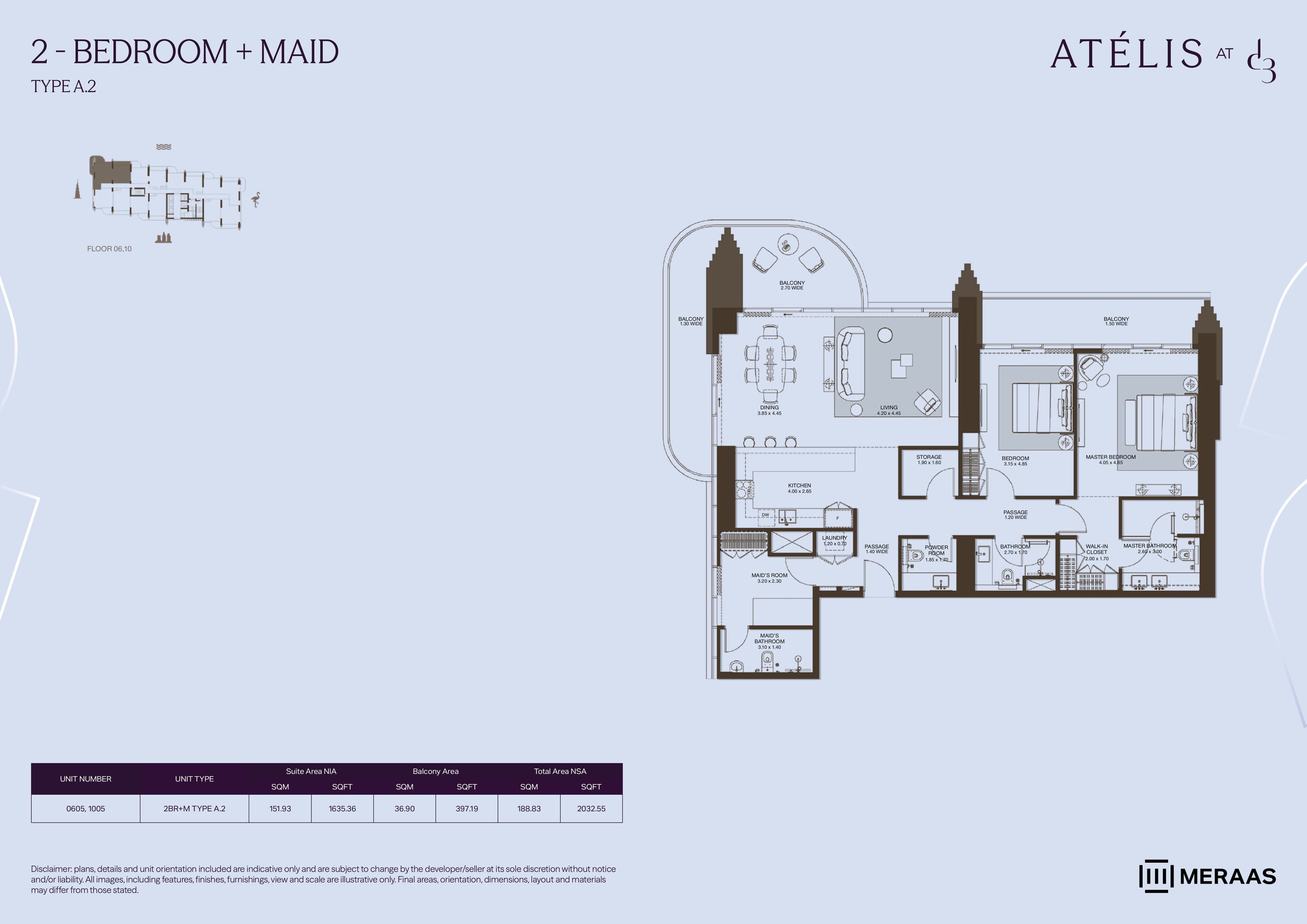 Atelis at D3, 2-Bed Floor Plan, type: 2 Bed