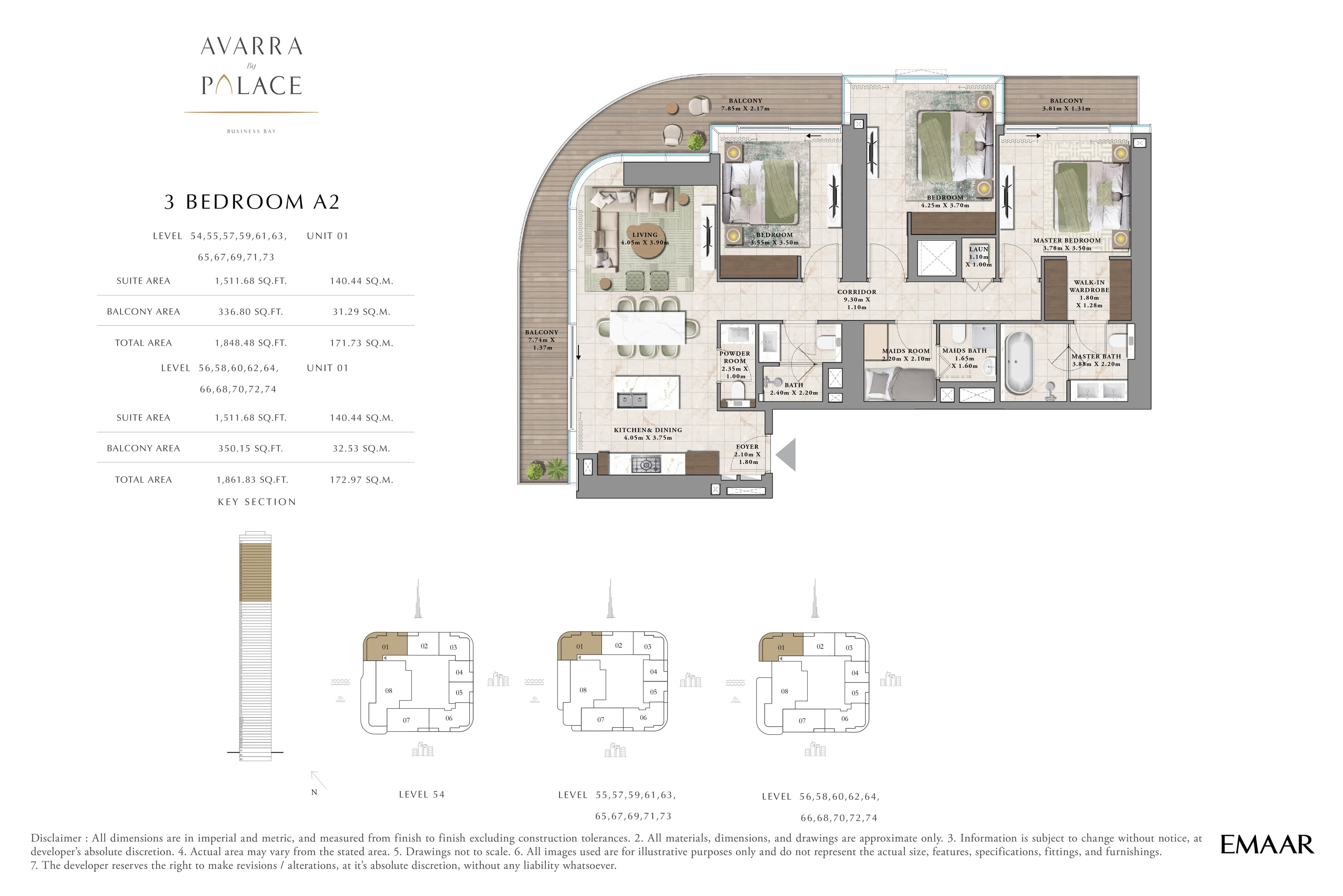 Avarra By Palace, 3-Bed Floor Plan, type: 3 Bed