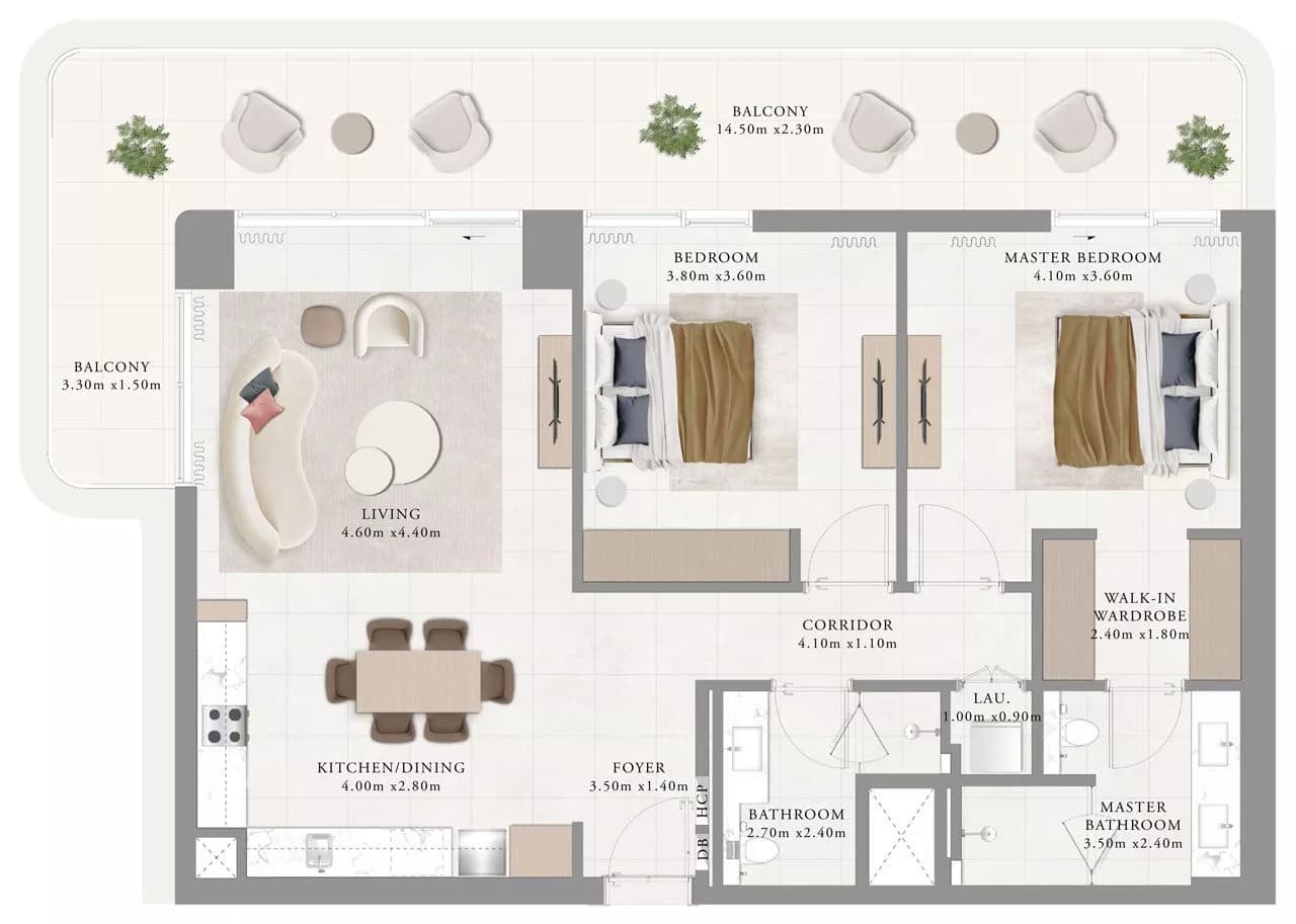 Avonlea, 2-Bed Floor Plan, type: