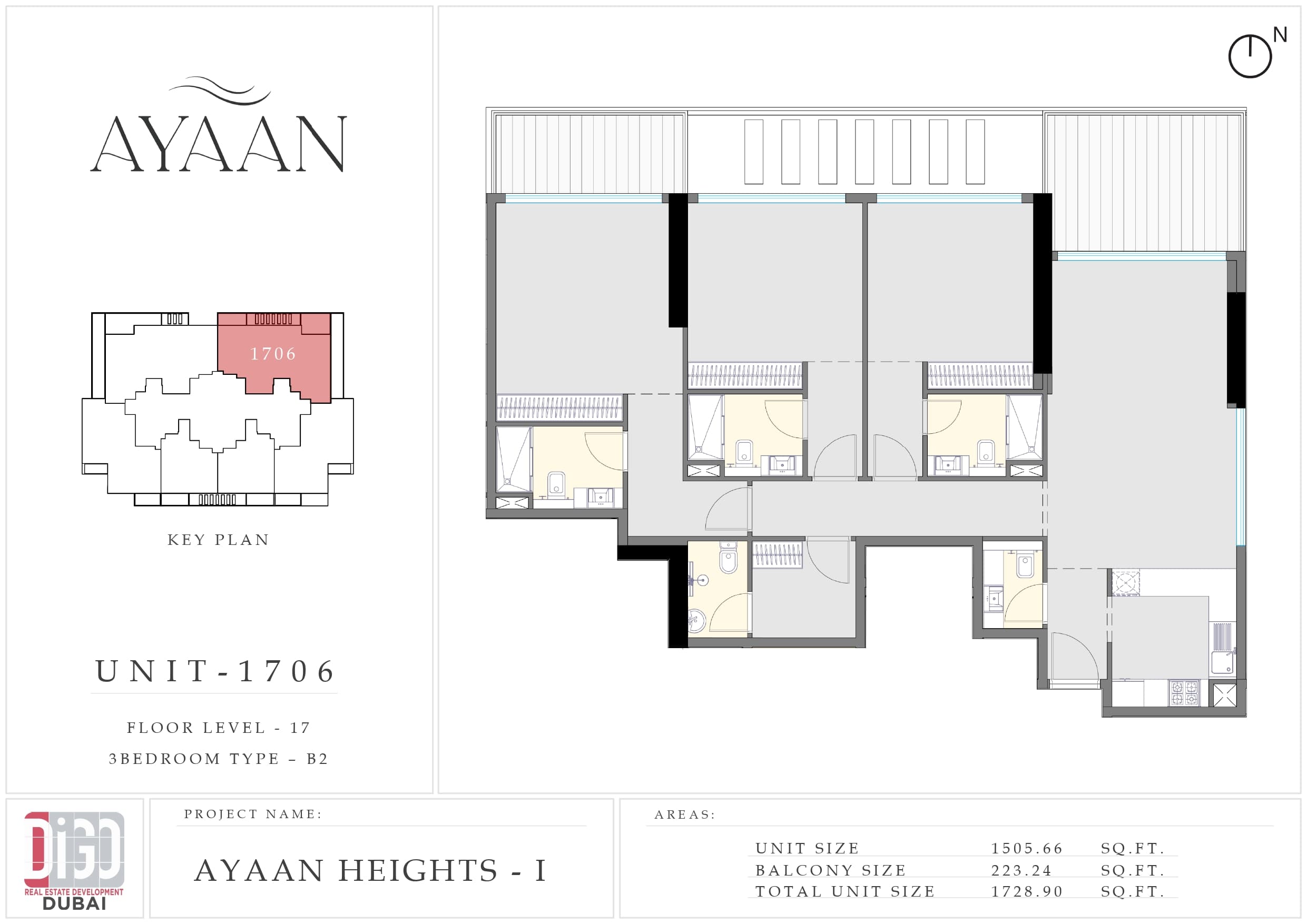 Ayaan Heights I, 3-Bed Floor Plan, type: