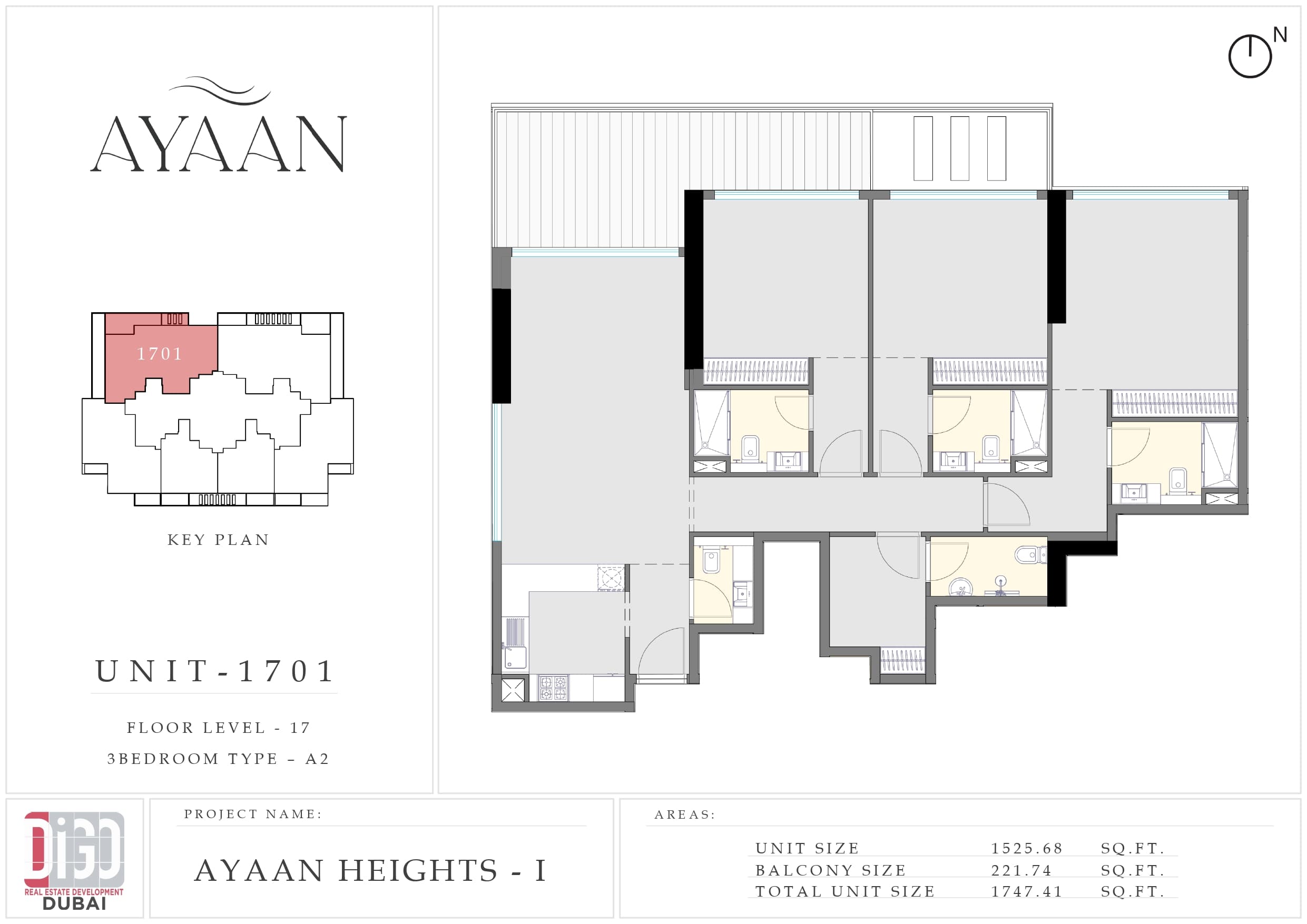 Ayaan Heights I, 3-Bed Floor Plan, type: