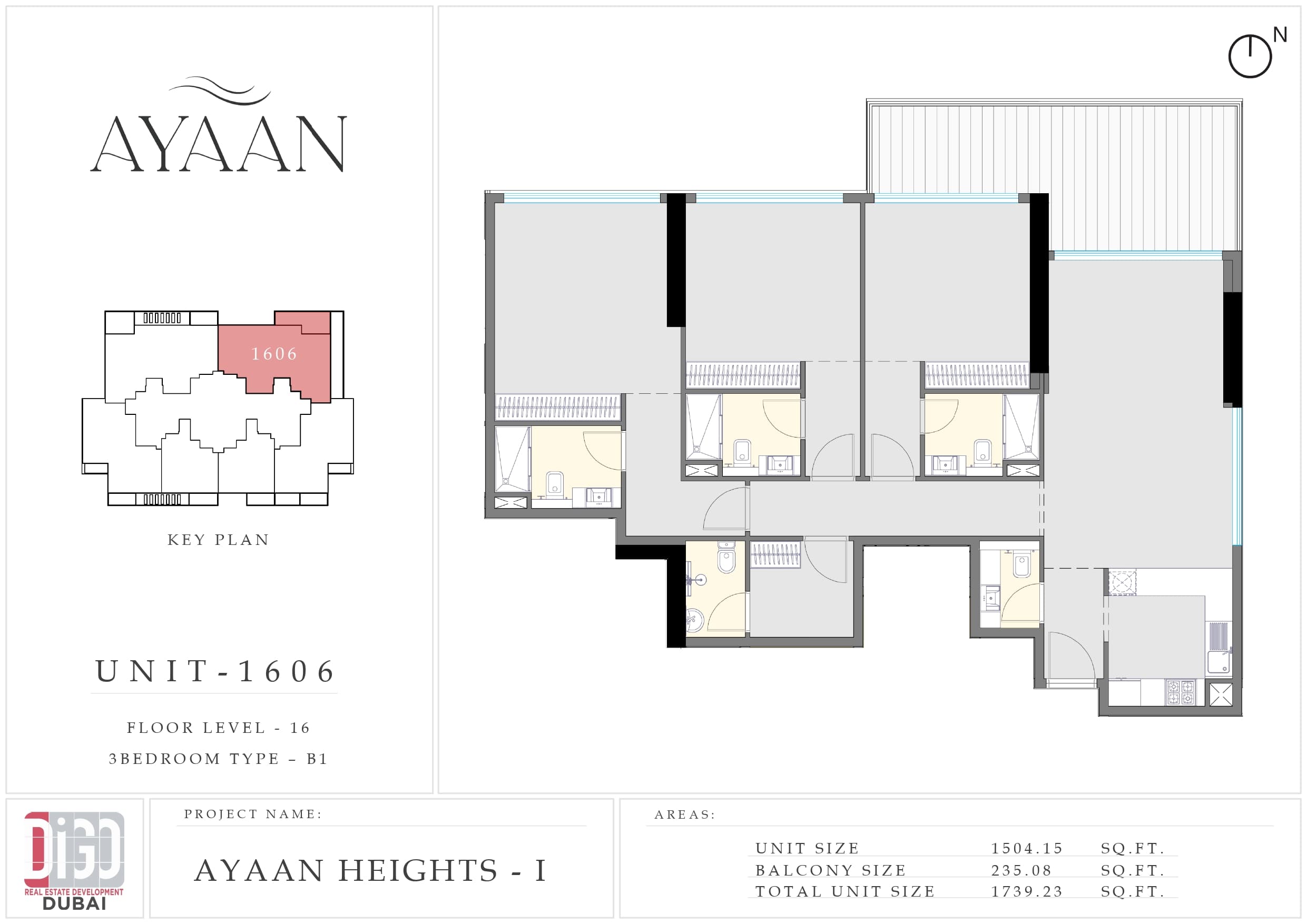 Ayaan Heights I, 3-Bed Floor Plan, type: