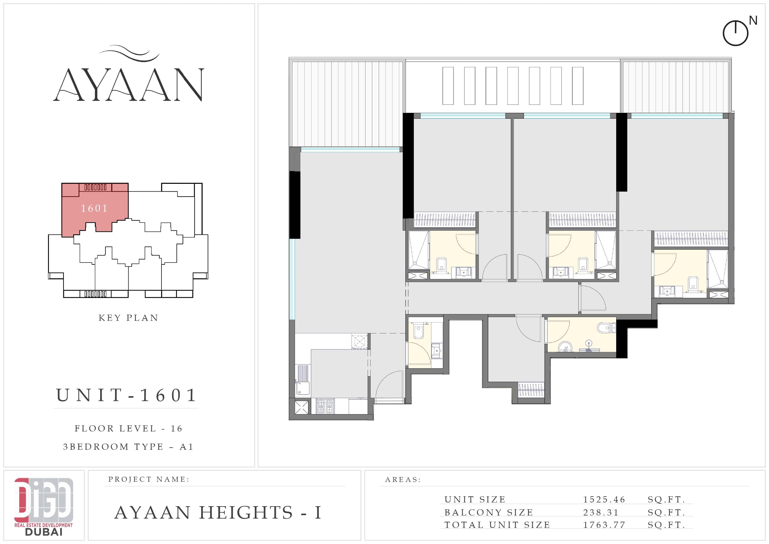 Ayaan Heights I, 3-Bed Floor Plan, type: