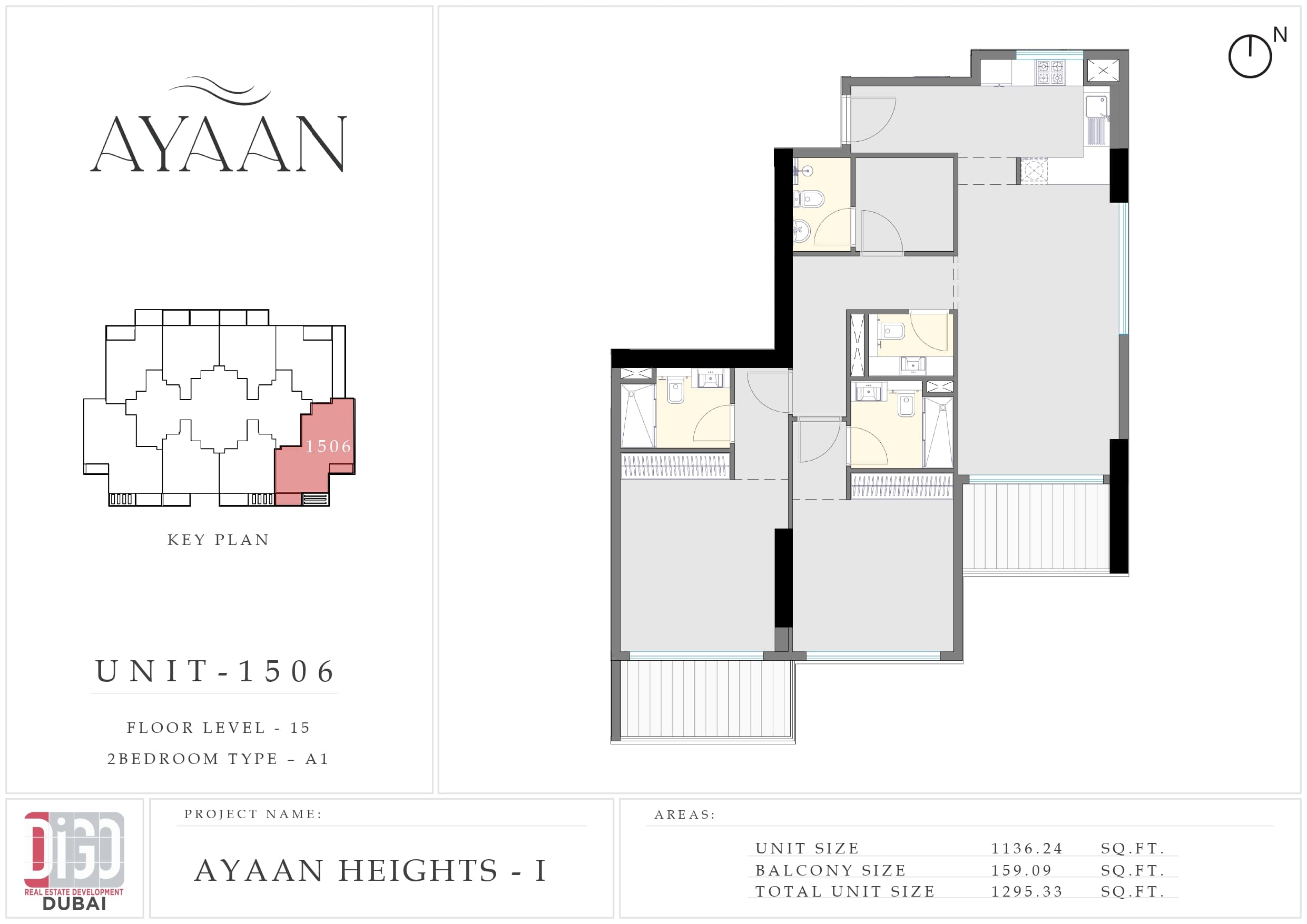 Ayaan Heights I, 2-Bed Floor Plan, type: