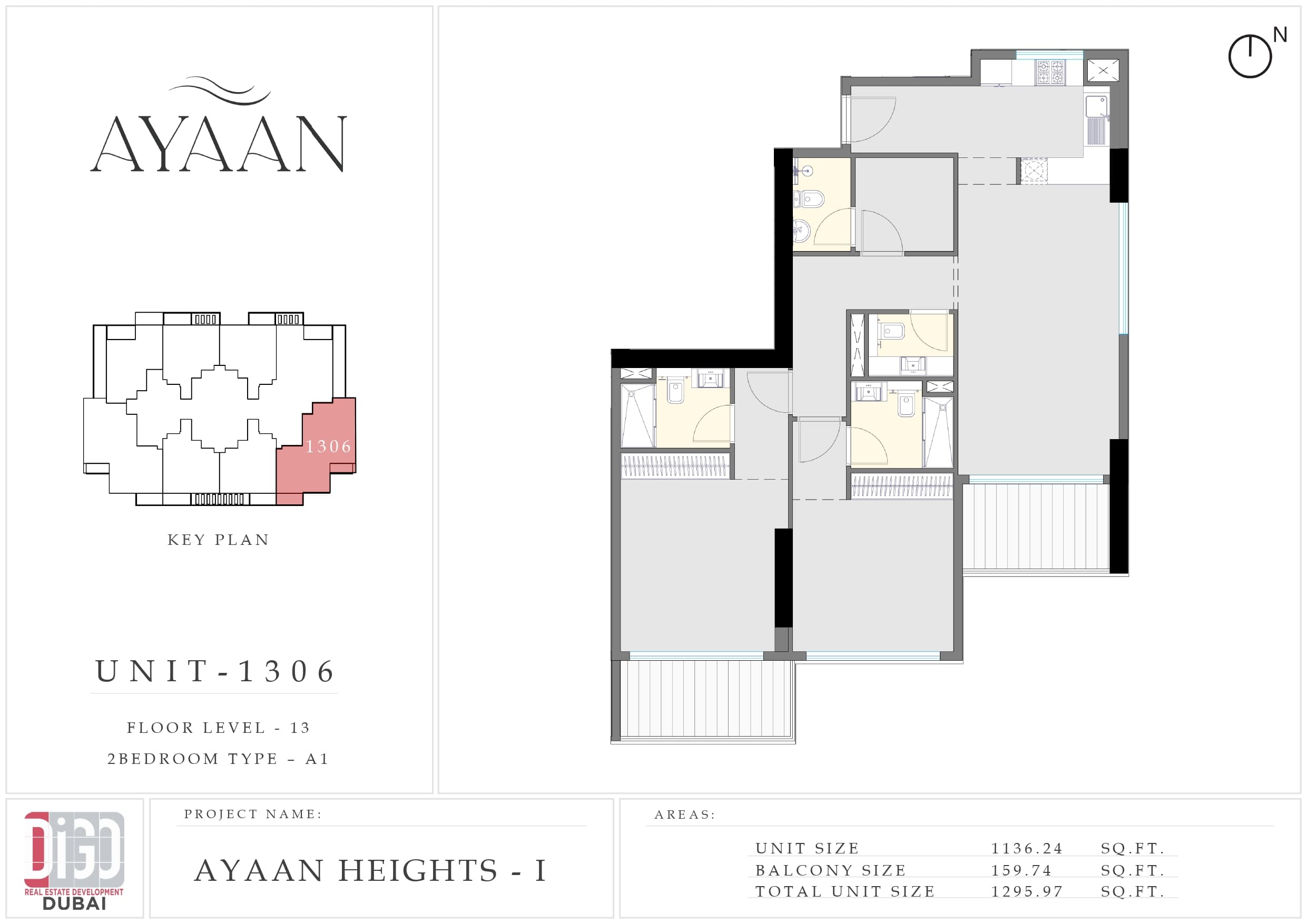 Ayaan Heights I, 2-Bed Floor Plan, type: