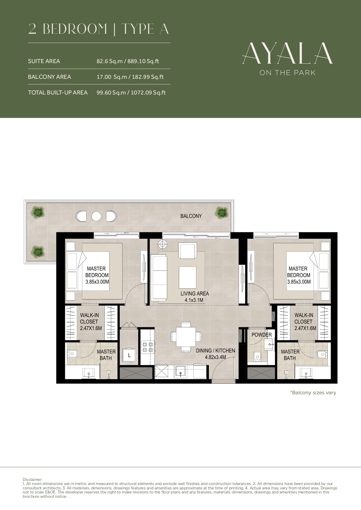 Ayala on the Park, 2-Bed Floor Plan, type: