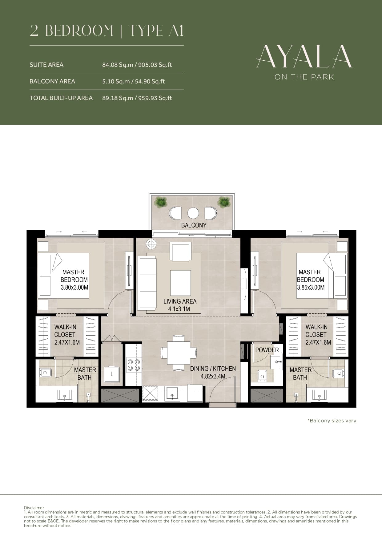 Ayala on the Park, 2-Bed Floor Plan, type: