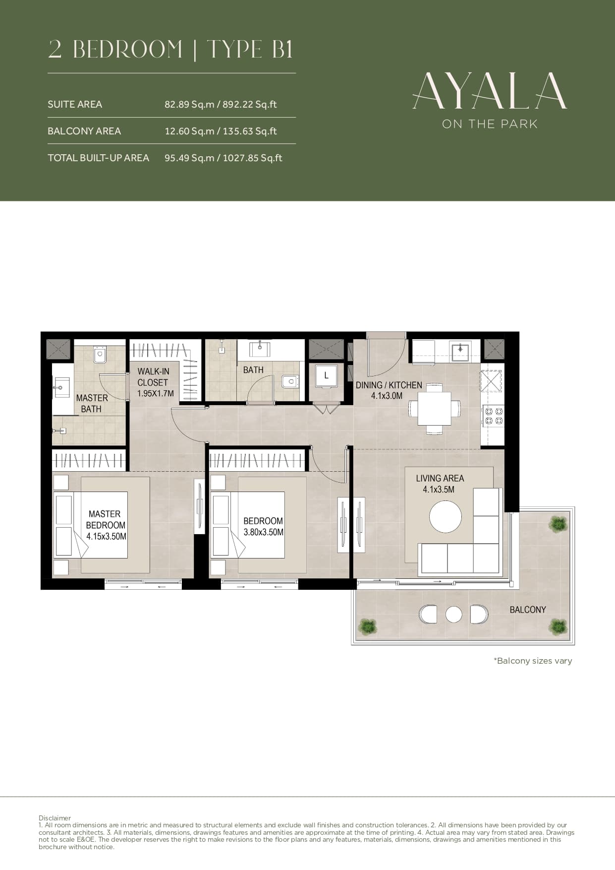 Ayala on the Park, 3-Bed Floor Plan, type: