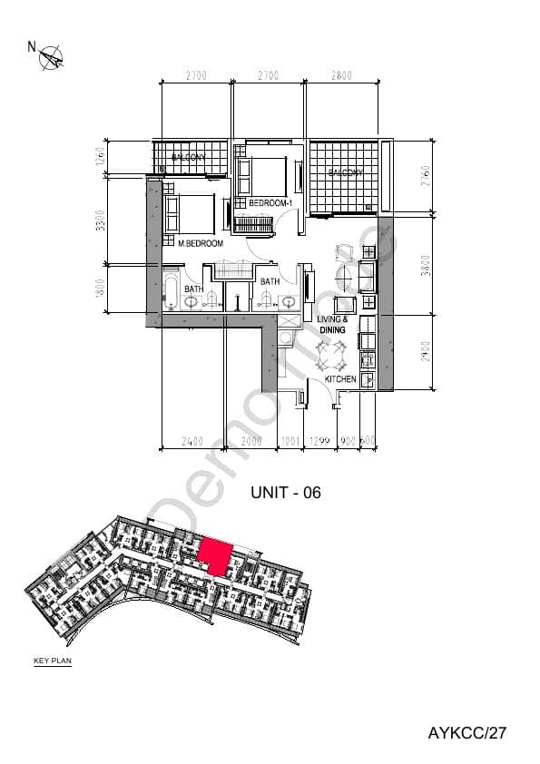 Aykon City Tower C - The Residences, 2-Bed Floor Plan, type: 2 Bedroom