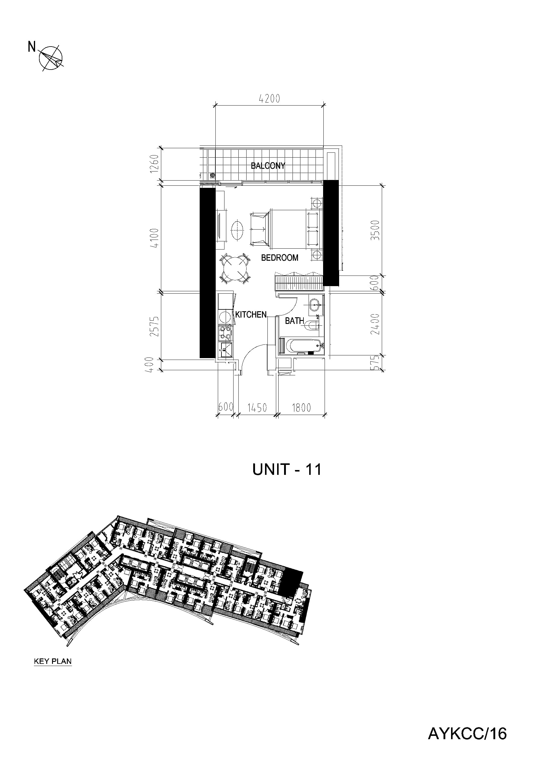 Aykon City Tower C - The Residences, 0-Bed Floor Plan, type: Studio