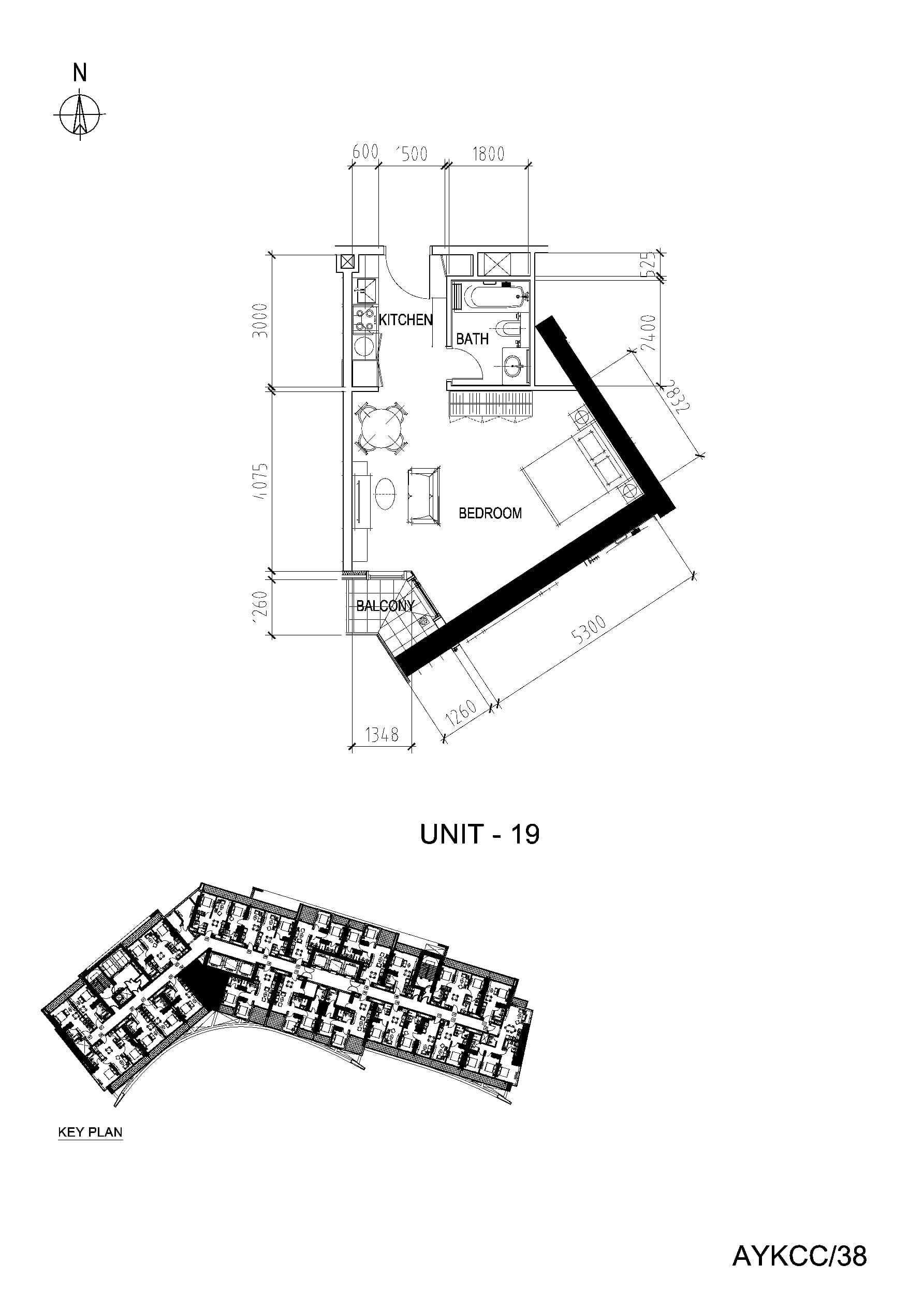 Aykon City Tower C - The Residences, 0-Bed Floor Plan, type: Studio