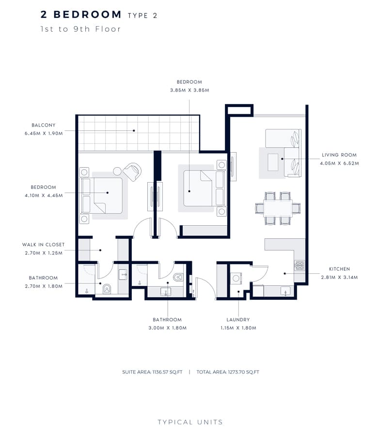 Azizi Central, 2-Bed Floor Plan, type: