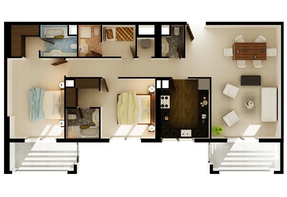 Azizi Freesia, 2-Bed Floor Plan, type: 2 bedroom