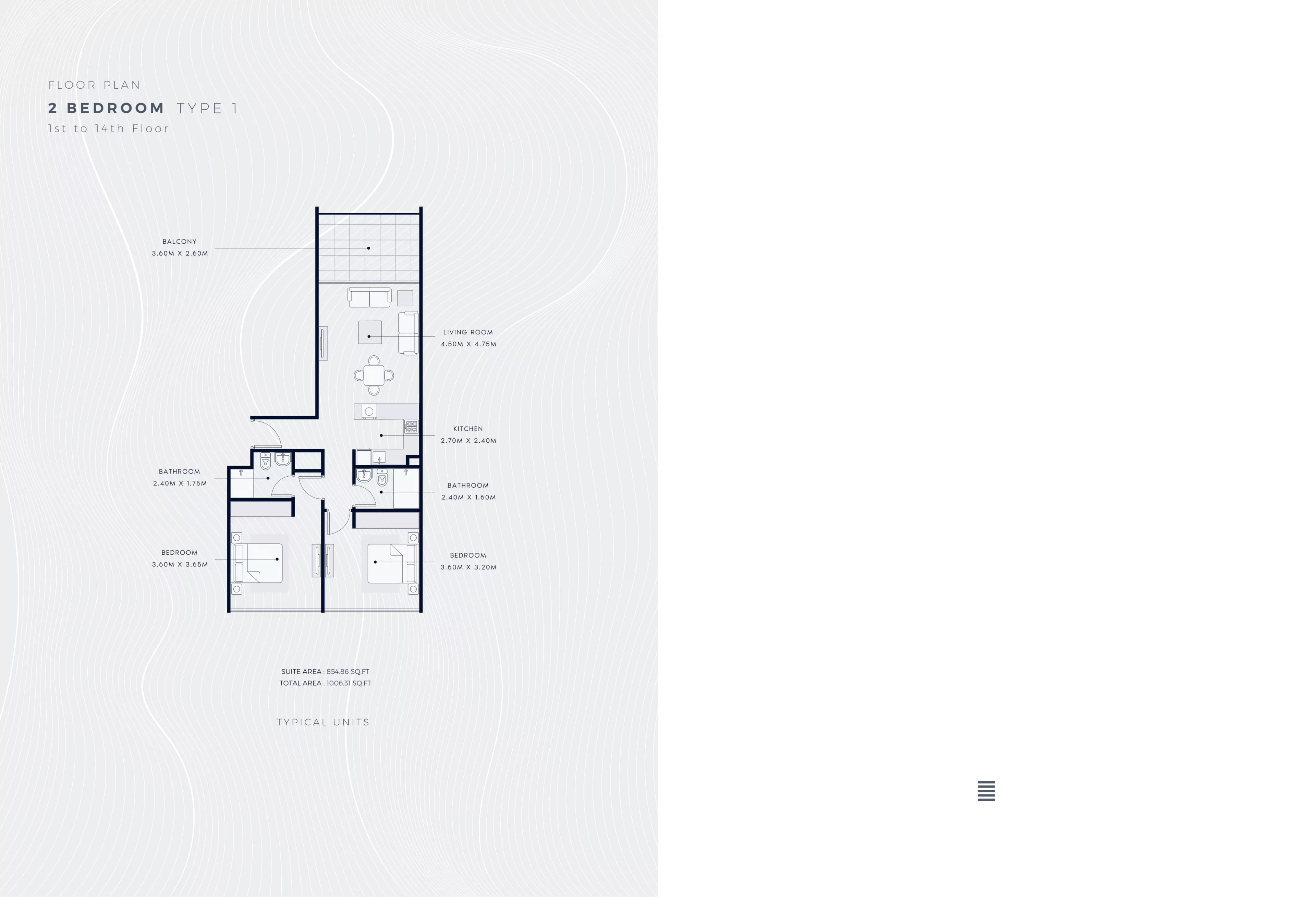 Azizi Riviera Beachfront Podium, 2-Bed Floor Plan, type: