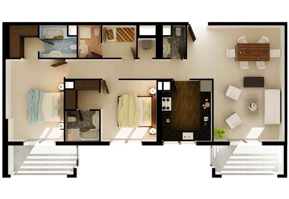 Azizi Tulip, 2-Bed Floor Plan, type: 2 bedroom