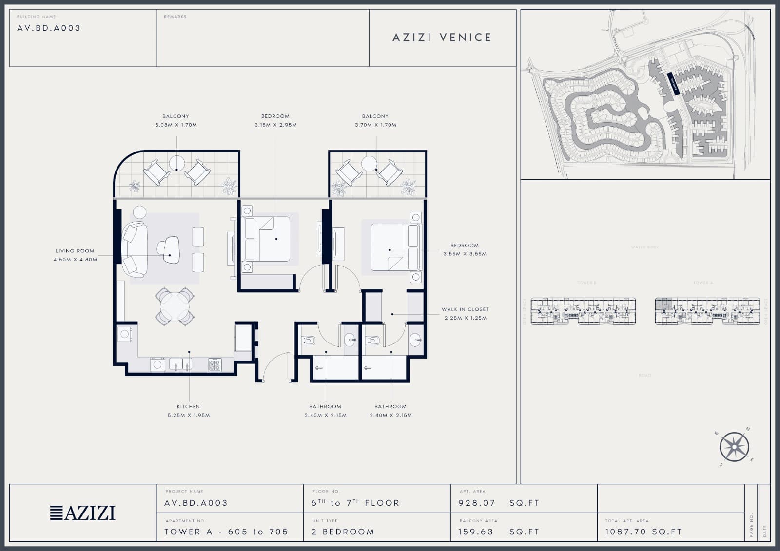 Azizi Venice, 2-Bed Floor Plan, type: