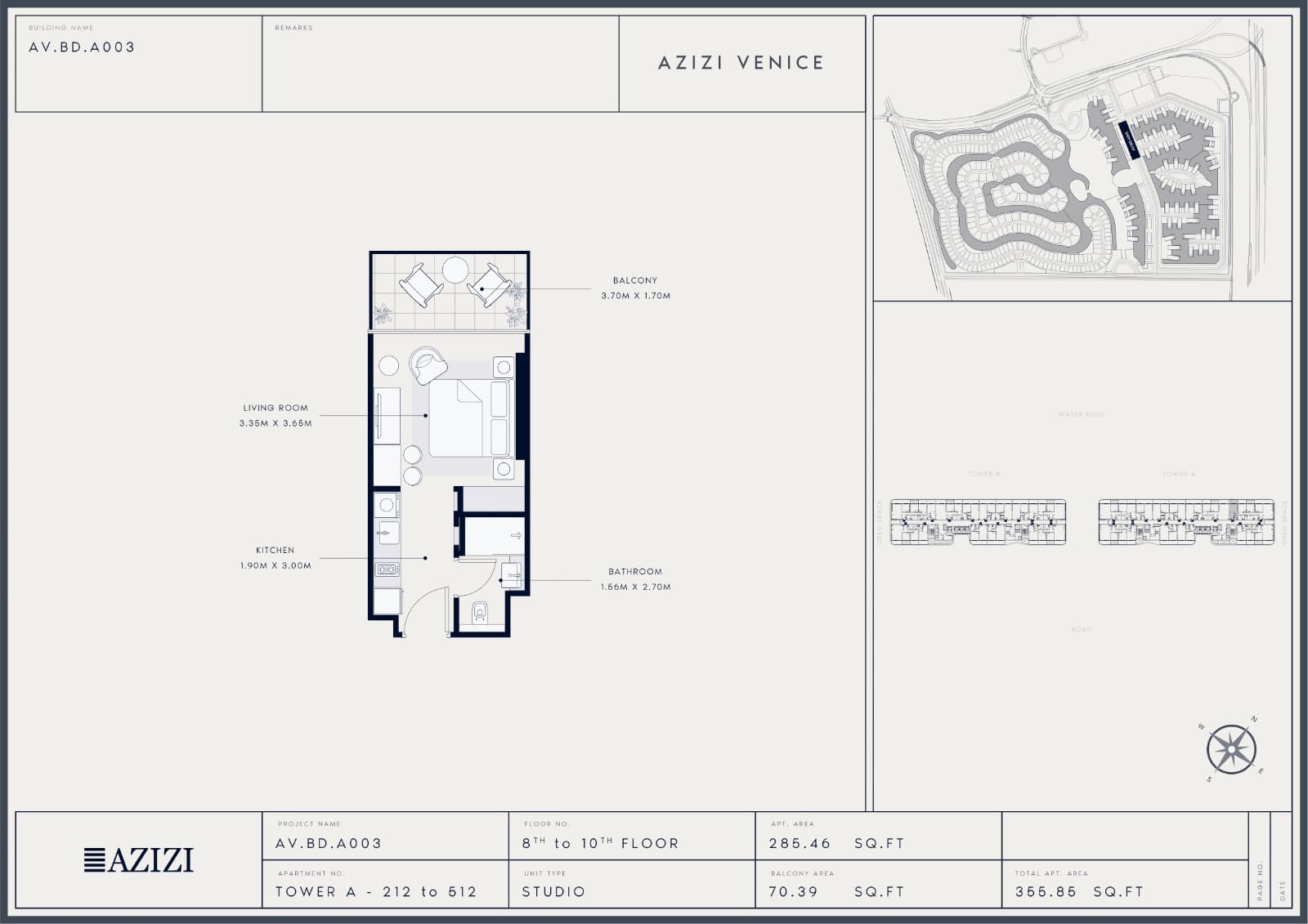 Azizi Venice, 2-Bed Floor Plan, type: