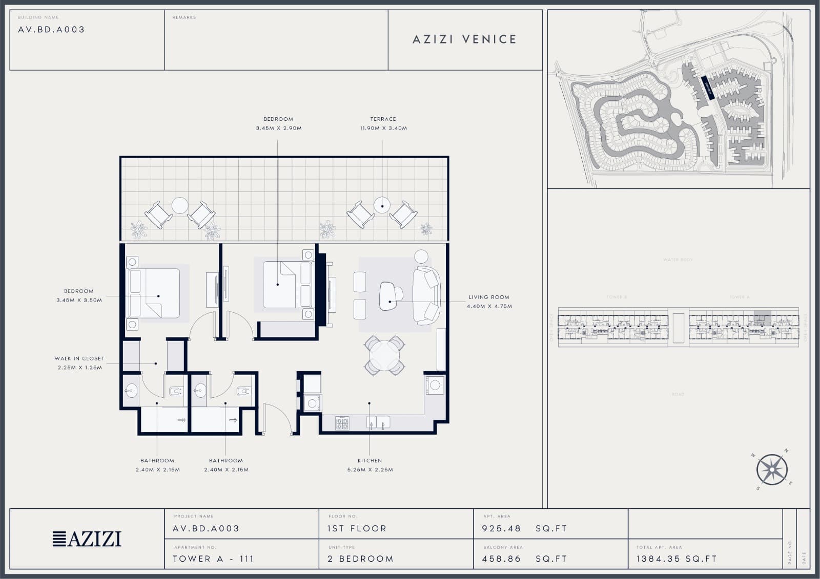 Azizi Venice, 2-Bed Floor Plan, type: