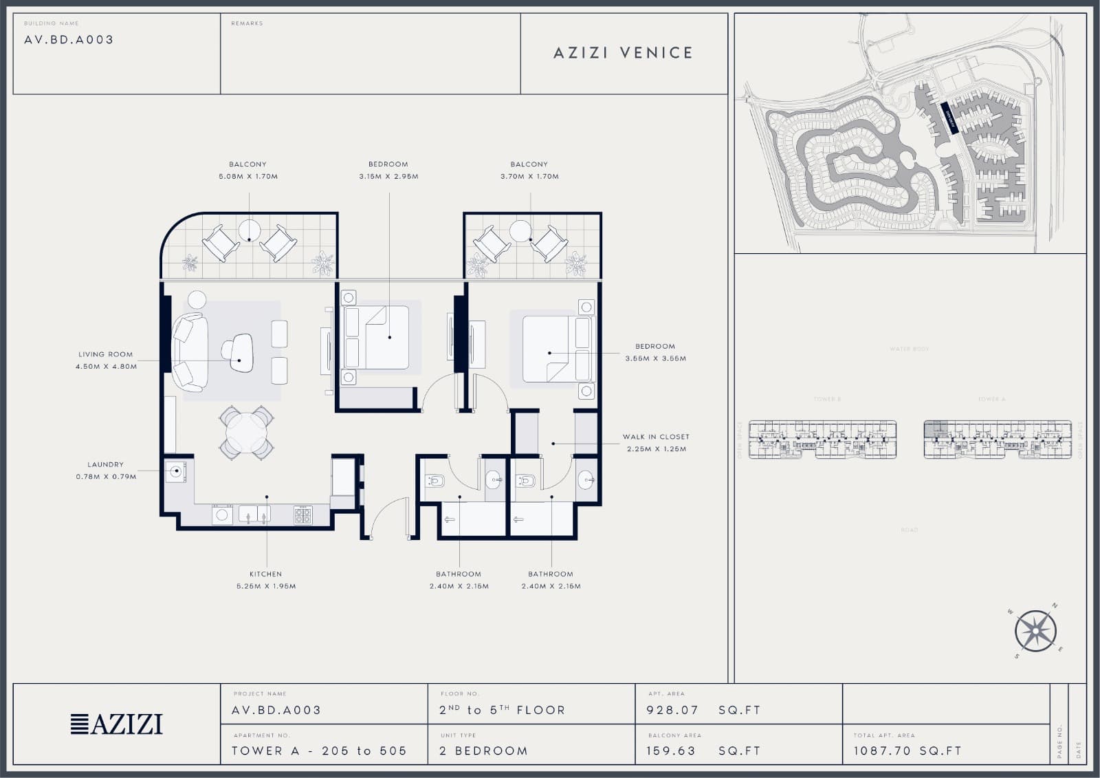 Azizi Venice, 2-Bed Floor Plan, type: