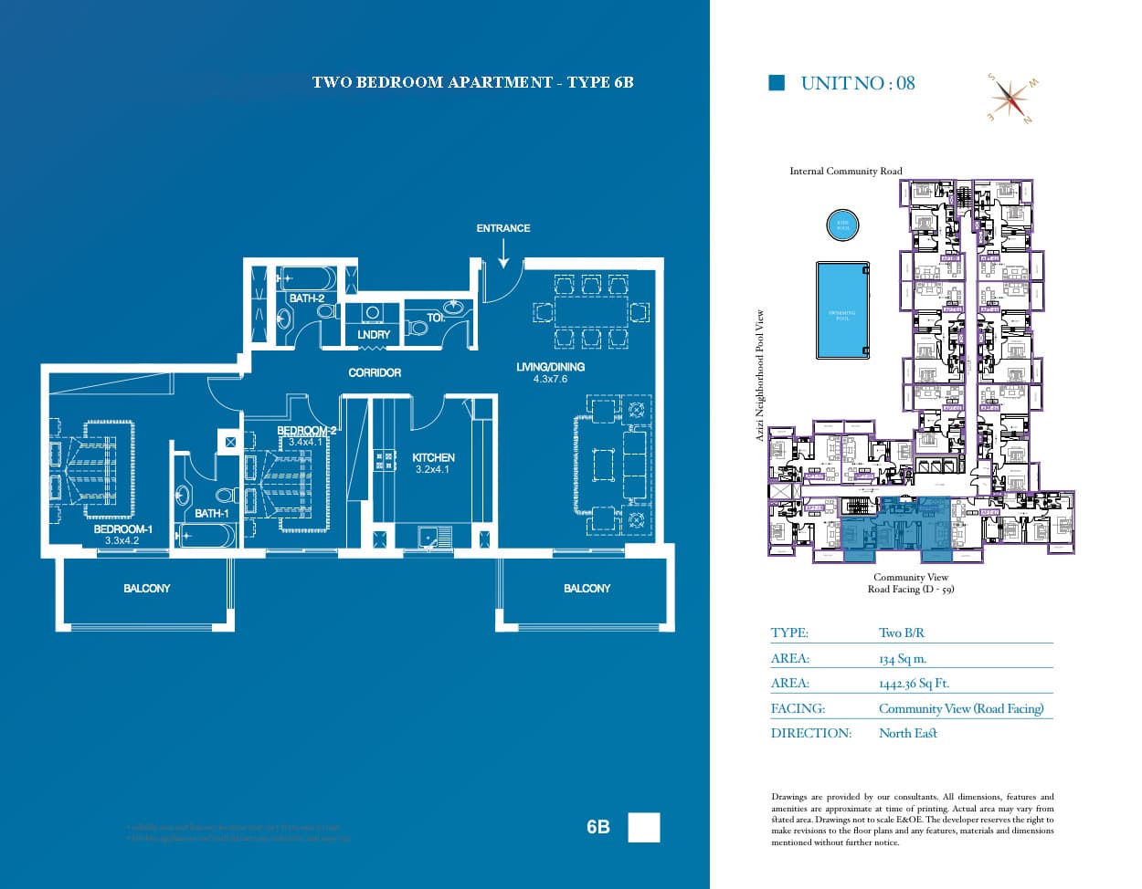Azizi Yasamine, 2-Bed Floor Plan, type: Type 6B